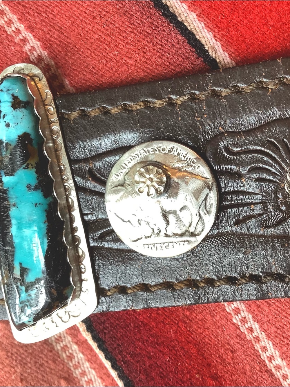 Turquoise/sterling/ nickels cuff, up to 6 3/4” wrist - Picture 5 of 10